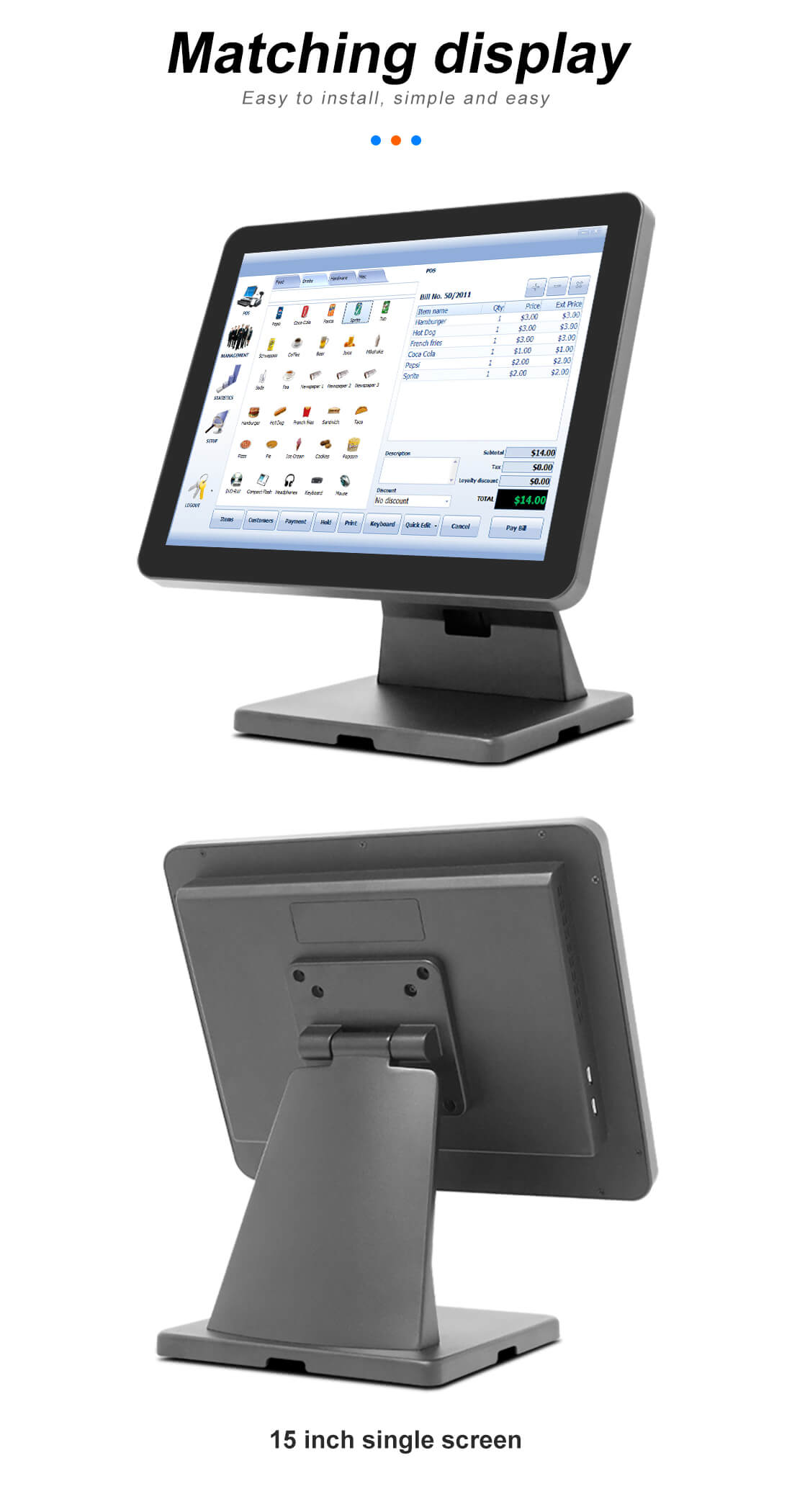 TX-208 touch screen display bracket