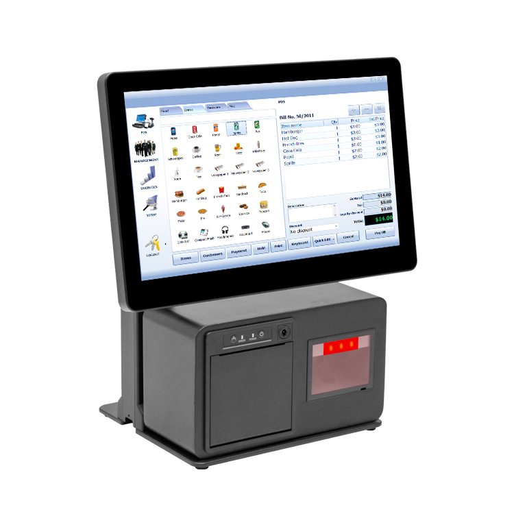 15.6-inch dual-screen all-in-one POS machine can support horizontal and vertical dual-screen stand