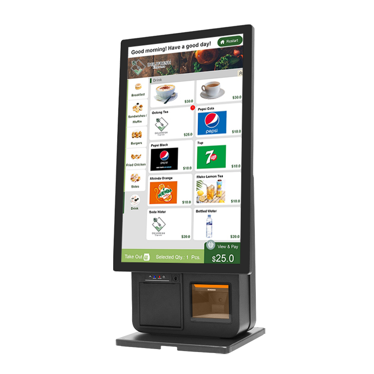 Self-Checkout Machine 23.8"+18.5" Touch Screens | Built-in Printer & Scanner | Dual/Single POS for Supermarkets
