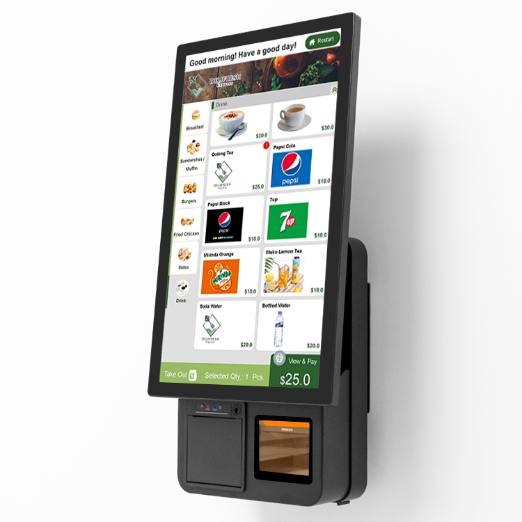 Self-Checkout Machine 23.8"+18.5" Touch Screens | Built-in Printer & Scanner | Dual/Single POS for Supermarkets