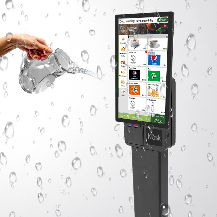 23.8-inch Touchscreen Self Checkout POS Machine, Multifunctional Payment Kiosk with Barcode Scanner and Receipt Printer