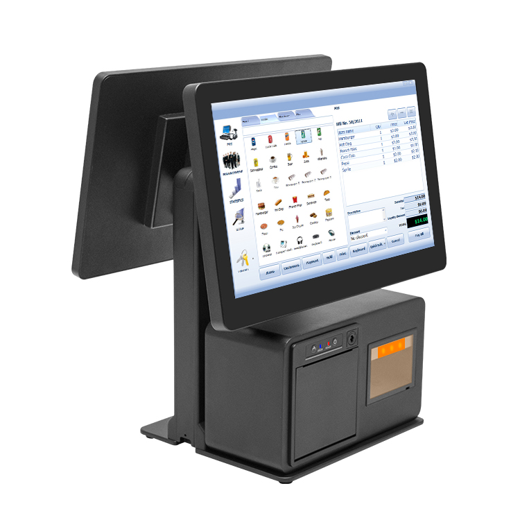 15.6-inch dual-screen all-in-one POS machine can support horizontal and vertical dual-screen stand