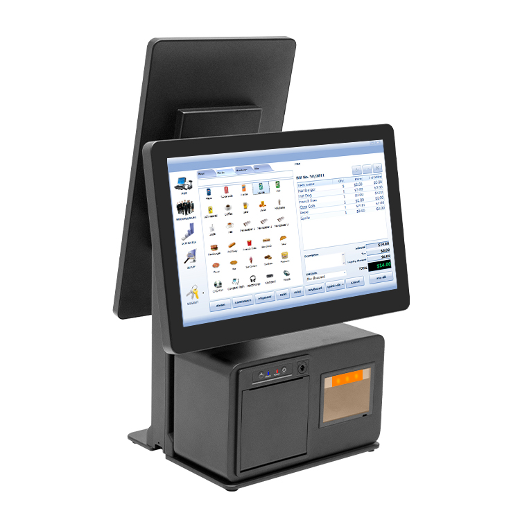 15.6-inch dual-screen all-in-one POS machine can support horizontal and vertical dual-screen stand